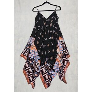 Express Dress Sz XS 2 Handkerchief Boho Festival Fairycore Floral Spring Orange